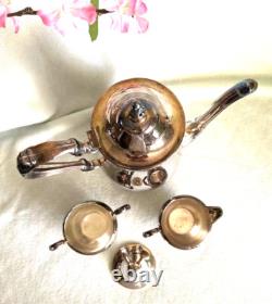 Oneida Silver Plate Tea/Coffee Pot, Creamer & Sugar Bowl (4 pcs) Vintage