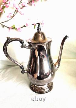 Oneida Silver Plate Tea/Coffee Pot, Creamer & Sugar Bowl (4 pcs) Vintage