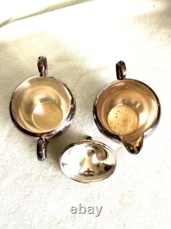 Oneida Silver Plate Tea/Coffee Pot, Creamer & Sugar Bowl (4 pcs) Vintage