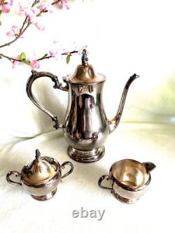 Oneida Silver Plate Tea/Coffee Pot, Creamer & Sugar Bowl (4 pcs) Vintage