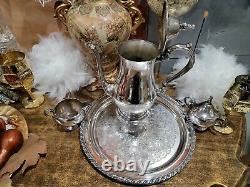 Oneida Silver Plate Tea/Coffee Set withServing Tray Teapot Pot Silverplate