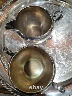 Oneida Silver Plate Tea/Coffee Set withServing Tray Teapot Pot Silverplate