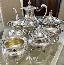 Oneida Vintage Silver Plate 1940 Victorian Ascot 6-pc Coffee & Tea Set