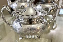 Oneida Vintage Silver Plate 1940 Victorian Ascot 6-pc Coffee & Tea Set