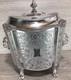 Ornate Antique Silver Plate Tea Caddy Holder Lions Heads Footed English