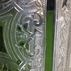 Ornate Antique Silver Plate Tea Caddy Holder Lions Heads Footed English