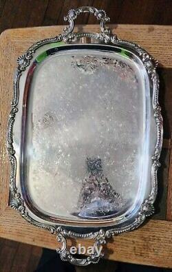 Ornate Birmingham Silver Company Silverplated Copper Large Tea-coffee Tray