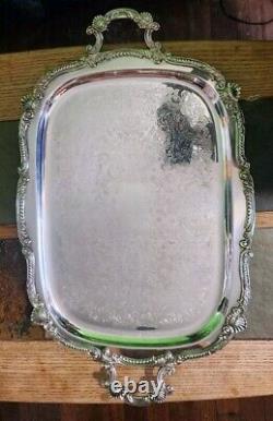 Ornate Birmingham Silver Company Silverplated Copper Large Tea-coffee Tray