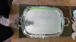 Ornate Birmingham Silver Company Silverplated Copper Large Tea-coffee Tray