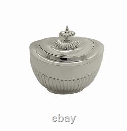 Oval Fluted Tea Caddy English Silver Plate c. 1880