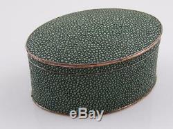 Oval Silver Plate Shagreen Tea Caddy