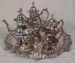 POOLE Lancaster Rose Silverplate Silver Plate Tea Set Teaset Tray Teapot