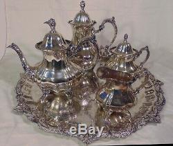 POOLE Lancaster Rose Silverplate Silver Plate Tea Set Teaset Tray Teapot