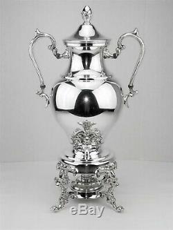 POOLE SILVER FOOTED SAMOVAR + WARMER COFFEE TEA POT HOT WATER URN 15 CUPS 7.5 lb