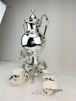 POOLE SILVER FOOTED SAMOVAR + WARMER COFFEE TEA POT HOT WATER URN 15 CUPS 7.5 lb