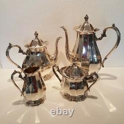 PRISTINE Webster Wilcox English Flutes Silver Plate Coffee and Tea Set 4 Pieces