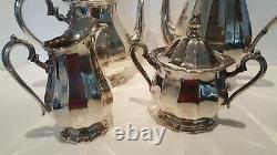 PRISTINE Webster Wilcox English Flutes Silver Plate Coffee and Tea Set 4 Pieces