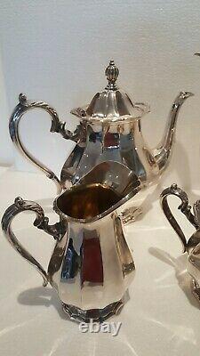 PRISTINE Webster Wilcox English Flutes Silver Plate Coffee and Tea Set 4 Pieces