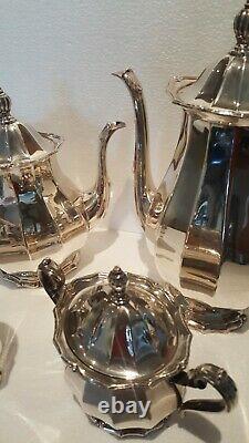 PRISTINE Webster Wilcox English Flutes Silver Plate Coffee and Tea Set 4 Pieces