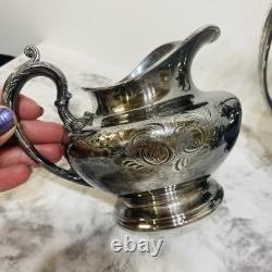 PairPoint Mfg Co Floral Silver Quadruple Plate Tea/ Coffee Set Antique 1920s USA