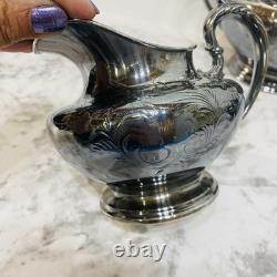 PairPoint Mfg Co Floral Silver Quadruple Plate Tea/ Coffee Set Antique 1920s USA