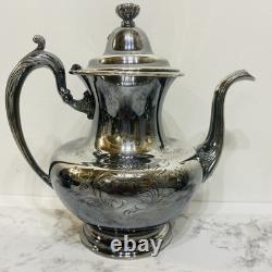 PairPoint Mfg Co Floral Silver Quadruple Plate Tea/ Coffee Set Antique 1920s USA