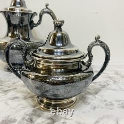 PairPoint Mfg Co Floral Silver Quadruple Plate Tea/ Coffee Set Antique 1920s USA
