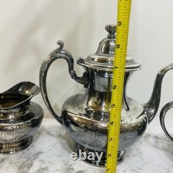 PairPoint Mfg Co Floral Silver Quadruple Plate Tea/ Coffee Set Antique 1920s USA