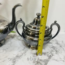 PairPoint Mfg Co Floral Silver Quadruple Plate Tea/ Coffee Set Antique 1920s USA