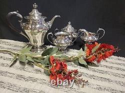 Pairpoint Antique 4pc Quadruple Silver Plate Coffee Or Tea Pot Set # 378