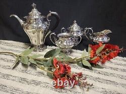 Pairpoint Antique 4pc Quadruple Silver Plate Coffee Or Tea Pot Set # 378