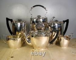 Pierced Marples Wingfield Wilkins Silver Plate Tea Coffee Set + Spirit Kettle