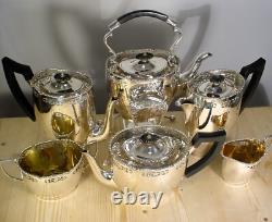 Pierced Marples Wingfield Wilkins Silver Plate Tea Coffee Set + Spirit Kettle