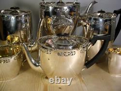 Pierced Marples Wingfield Wilkins Silver Plate Tea Coffee Set + Spirit Kettle