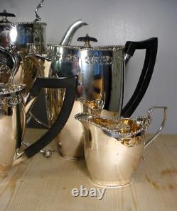 Pierced Marples Wingfield Wilkins Silver Plate Tea Coffee Set + Spirit Kettle