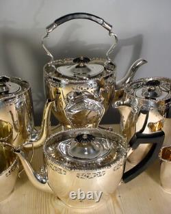 Pierced Marples Wingfield Wilkins Silver Plate Tea Coffee Set + Spirit Kettle