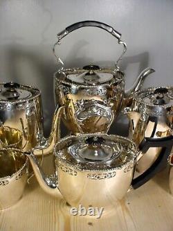 Pierced Marples Wingfield Wilkins Silver Plate Tea Coffee Set + Spirit Kettle