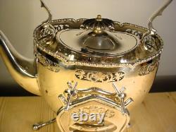 Pierced Marples Wingfield Wilkins Silver Plate Tea Coffee Set + Spirit Kettle