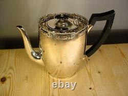 Pierced Marples Wingfield Wilkins Silver Plate Tea Coffee Set + Spirit Kettle