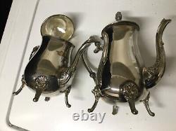 Polished Silver-plate Coffee/Tea /Sugar/Creamer Set Made in Indonesia 5-Pieces