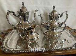 Poole Lancaster Rose coffee / tea set with tray, creamer and sugar cleaned