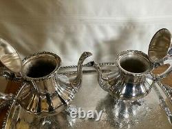 Poole Lancaster Rose coffee / tea set with tray, creamer and sugar cleaned