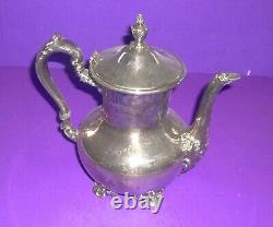 Poole Silver Plate Coffee/Tea Set #5000 Tray Pots Sugar Creamer EPCA Old English