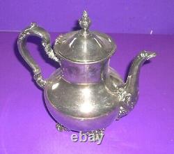 Poole Silver Plate Coffee/Tea Set #5000 Tray Pots Sugar Creamer EPCA Old English