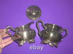 Poole Silver Plate Coffee/Tea Set #5000 Tray Pots Sugar Creamer EPCA Old English