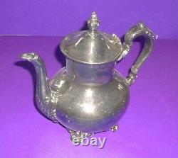 Poole Silver Plate Coffee/Tea Set #5000 Tray Pots Sugar Creamer EPCA Old English