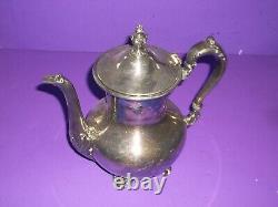 Poole Silver Plate Coffee/Tea Set #5000 Tray Pots Sugar Creamer EPCA Old English