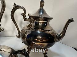 Preisner Silver Co. PSCO Vintage Silver Plate Art Deco Coffee & Tea Set