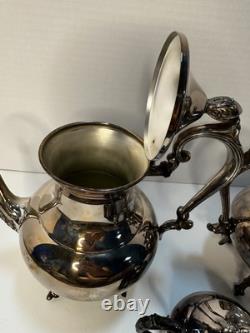 Preisner Silver Co. PSCO Vintage Silver Plate Art Deco Coffee & Tea Set