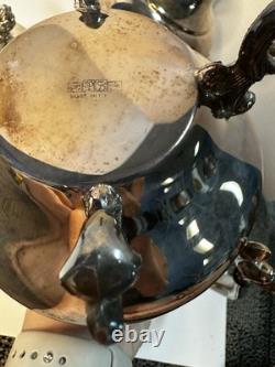 Preisner Silver Co. PSCO Vintage Silver Plate Art Deco Coffee & Tea Set